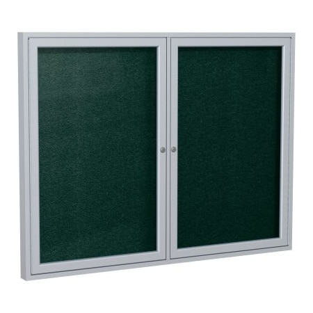 Ghent Ghent Enclosed Bulletin Board, Outdoor, 2 Door, 60"W x 36"H, Black Vinyl/Silver Frame PA23660VX-183
